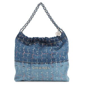 Chanel Chain Shoulder Bag CHANEL 22 Glitter Patchwork Small Denim AS3261 Hand...